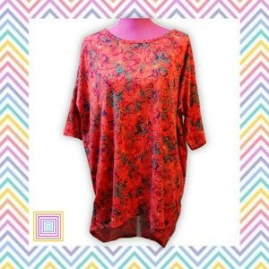 LuLaRoe Red and Blue Patterned Tunic